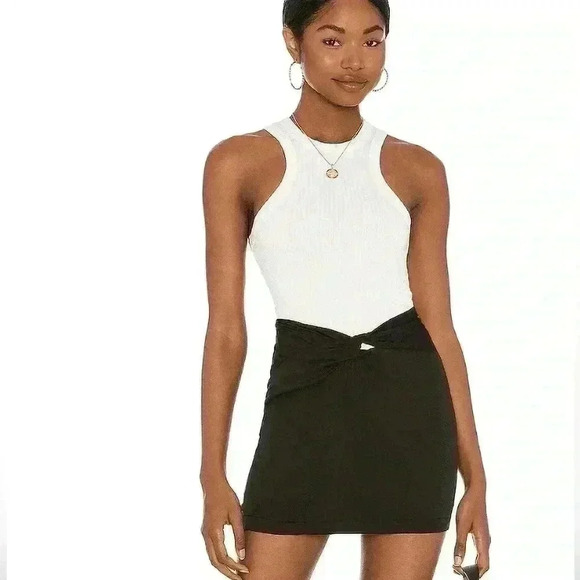 Free People Night Dreamer Twist Mini Skirt Black Size 8 - Picture 1 of 8